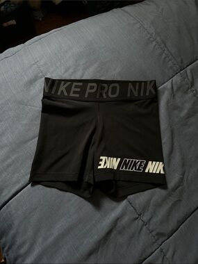 Nike Black Compression Shorts with White Logo